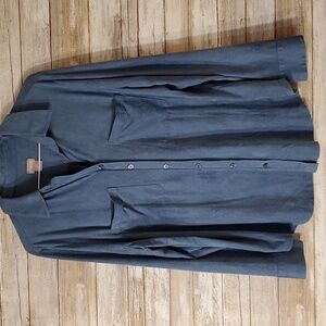 Chico's Slate Blue Faux Suede Button-down Blouse sz M